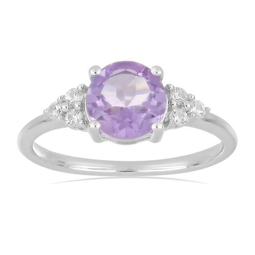 1.53 CT BRAZILIAN AMETHYST STERLING SILVER RINGS WITH WHITE ZIRCON #VR07041